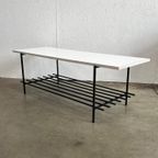 Vintage Salontafel, Wit Houten Blad Op Zwart Stalen Frame. 1970’s thumbnail 17