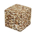Vintage Vierkante Poef Geitenleer Patchwork Mozaïek Patroon thumbnail 15