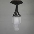 Art Deco Hanglamp Met Getrapte Glazen Kap, Jaren 30 thumbnail 5