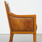 Statige, Luxe Schapenleren Art Deco Design Armchair Gecombineerd Met Hout thumbnail 4