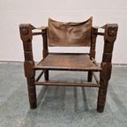 Vintage Safari Stoel Jaren 70 Fauteuil Leren Stoel thumbnail 10