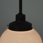 Leuke Vintage Glazen En Messing Bol Hang/ Plafondlamp Van Melkglas In Art Deco Stijl thumbnail 8