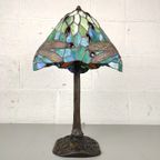 Tiffany Lamp Met Libellen Op Bronzen Voet thumbnail 11