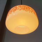 Vintage Melkglazen Opaline Hanglamp Met Florale Print thumbnail 2