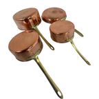 Tagus - Portugal - Set Of 4 - Copper Pots And Pan With Brass Handles - Polished thumbnail 3