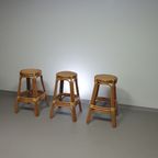 3 X Bamboo Stool With Leather Laces / 70S. thumbnail 3