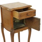 Antieke Nachtkast Eikenhout Rood Marmer Louis Quinze Stijl thumbnail 9