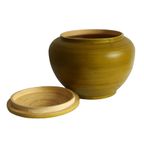 Grote Vintage Bamboe Pot Met Deksel Groen, Na 2000 thumbnail 2