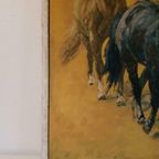 Retro Schilderij Plaat Op Hout Paarden 70's Jaren 70 thumbnail 4