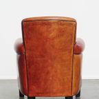 Geweldige Fauteuil/ Armchair Gemaakt Van Schapenleer In Een Unieke Rood/ Bruine Kleur thumbnail 4