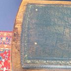 Antieke Engelse Hangoor Tafel Met Groen Leer Ingelegd Blad thumbnail 9