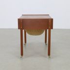 Sewing Table/Side Table With Rattan Basket, 1960S thumbnail 5