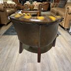 Chesterfield Tub Fauteuil In Antiek Goud Leder thumbnail 5