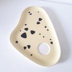 Fifties Boterham Bordje Met Koffiekopje Maanvis Geel Pastel thumbnail 7