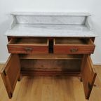 Vintage Frans Dressoir Commode, Ladekast Badkamermeubel Met Marmer Blad 902 thumbnail 7