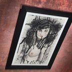 Original Signed Pablo Fergo Charcoal Watercolor Painting Drawing On Paper thumbnail 5