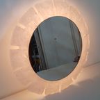 Round Mirror With A Rim Of Acrylic Ice Glass In The Shape Of A Sun - Hillebrand - 1970S thumbnail 2