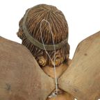 Vintage Massief Houten Engel Cherubijn Beeld Handbeschilderd 49cm thumbnail 11