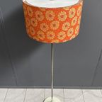 Orange Flowerprint Shade Floor Lamp 1960S thumbnail 2