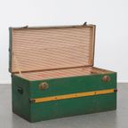Grote Originele Antieke Reiskist/ Salontafel Uit Begin 1900 Met Handvaten En Opvallende Kleuren thumbnail 3