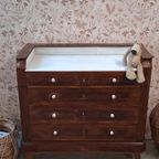 Franse Vintage Commode Met Lades Wit Marmeren Blad thumbnail 9
