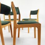 4 Vintage Dining Chairs Green | Groene Stoelen Ribstof Deens thumbnail 5