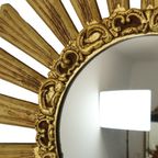 Grote Houten Sunburst Spiegel Zonnespiegel Goud Butler Heksenoog Jaren 60 thumbnail 8