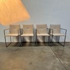 Vier Arco Frame Eetkamerstoelen, Crème Bekleding, Burkhard Vogtherr thumbnail 6