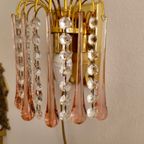 Murano Teardrop Wandlamp Wandlampje Messing Vintage Roze thumbnail 12