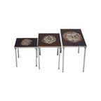 Vintage Nesttafels Tegeltafels Adri Belarti Set Van 3 Chroom Keramiek thumbnail 4