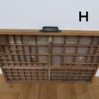 Brocante, Bruine Antieke Houten Letterbak, Wanddecoratie H thumbnail 8