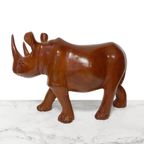 Antieke Xl Houten Neushoorn Rozenhout Vintage thumbnail 4