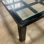 Vintage Zwarte Hoogglans Salontafel Met Glazen Blad, Japanse Stijl, 1980’s thumbnail 11