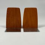 Vintage Set Teakhouten Boekensteunen, Mid Century, Kai Kristiansen thumbnail 3