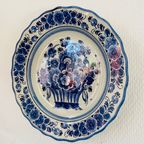 Vintage Delft Handwerk Holland Bord Bloemen thumbnail 4