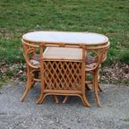 Vintage Rotan Bistro Set Tafel Met Twee Stoelen thumbnail 5