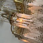 Vintage Art Deco Jaren 20 Stijl Kroonluchter Hanglamp Opaline Staafjes thumbnail 3