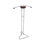 Memphis Style / Postmodern Design - Dressboy / Valet Stand - Chrome Frame With Wooden Accents thumbnail 2