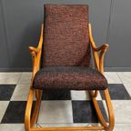 Rocking Chair By Ton In Black And Peach Fabric thumbnail 8