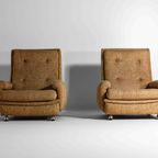 Set Van Twee Vintage Mid-Century "Orchidée" Lounge Fauteuils Van Michel Cadestin Voor Airborne thumbnail 5