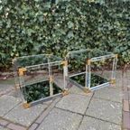 Hollywood Regency Bijzettafels Plexiglas, Glas, Messing 80S thumbnail 5