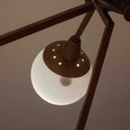 Mid-century Italiaanse Bollen Luster In Messing En Melkglas thumbnail 7