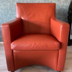 2X Leolux Dolcinea Fauteuil + Hocker | Roodbruin/Cognac Leer thumbnail 32