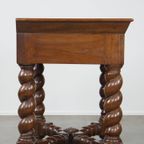 Prachtige Sierlijke Antieke Hal/ Sidetable Uit De 19E Eeuw Met Gedraaide Poten En 1 Lade thumbnail 4