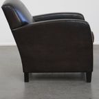 Stijlvolle En Tijdloze Zwart/ Grijze Schapenleren Design Fauteuil/ Armchair Met Comfortabele Zit thumbnail 3