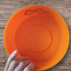 Retro Oranje Bruine Kunststof Pot Met Deksel Gdr Jaren 70 thumbnail 3