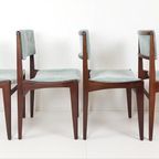 4 Vintage Stoelen Licht Blauwe Rib Nieuwe Stof thumbnail 11