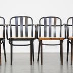 Set Van 4 Vintage Houten Design Eetkamer/ Bistro Stoelen Met Rieten Zitting In Thonet Stijl thumbnail 3
