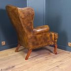 Cognackleurige Chesterfield Wingback Fauteuil (2x) thumbnail 10
