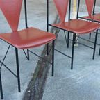 Set Van 8 Vintage Postmodern Leren Eetkamerstoelen thumbnail 5